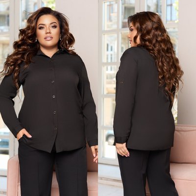 Жіноча чорна класична блуза на гудзиках 208-16 фото