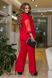 Жіночий червоний костюм із блузи з сіткою та широких штанів великі розміри 1803-3 фото 2