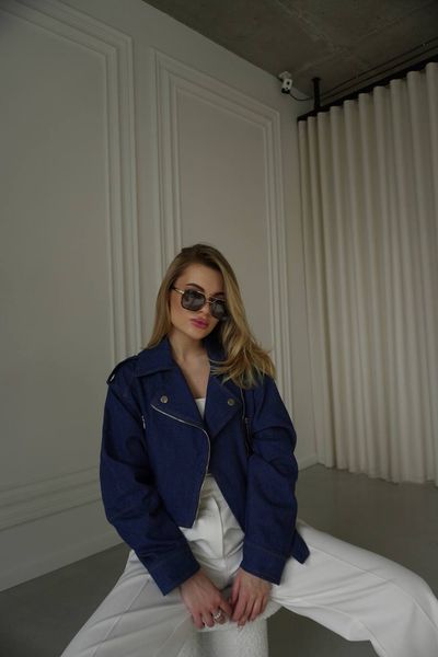 Жіноча синя джинсова куртка-косуха  88889408 фото