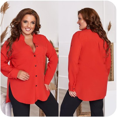 Жіноча червона базова сорочка на ґудзиках великі розміри 269-15 фото