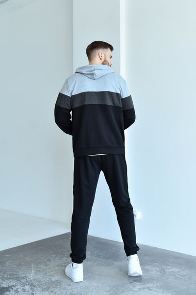 Чоловічий спортивний демісезонний чорно-сірий костюм 3363-5 фото