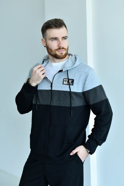 Чоловічий спортивний демісезонний чорно-сірий костюм 3363-5 фото