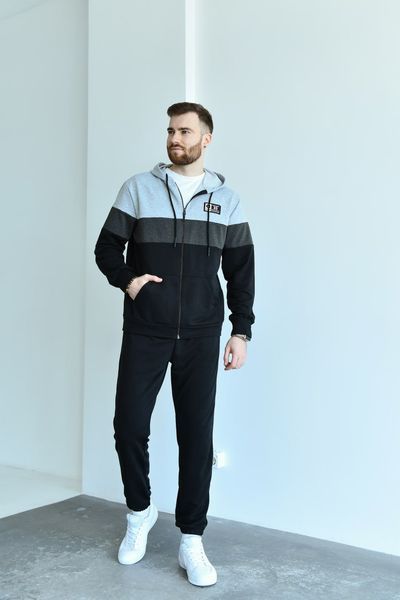 Чоловічий спортивний демісезонний чорно-сірий костюм 3363-5 фото