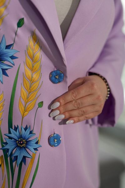 Жіночий бузковий піджак з аплікацією 3433-3 фото