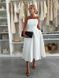 Коктейльна біла пишна довга сукня-бандо 3119 фото 6