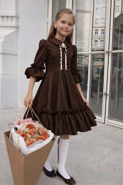 Шкільна коричнева сукня для дівчинки 3351-14 фото