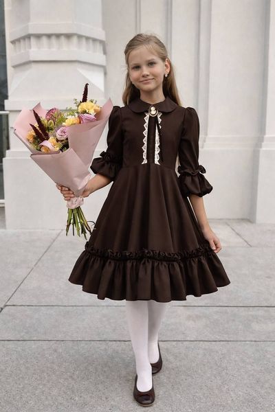 Шкільна коричнева сукня для дівчинки 3351-14 фото