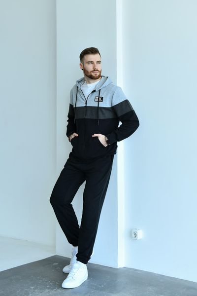 Мужской спортивный демисезонный черно-серый костюм 3363-9 фото