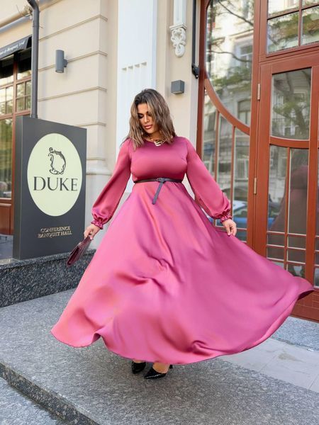 Ошатне бордове довге шовкове плаття великі розміри 2971 фото