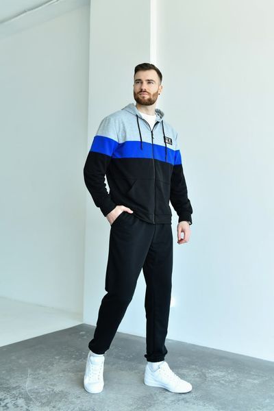 Мужской спортивный демисезонный черно-синий костюм 3363-10 фото