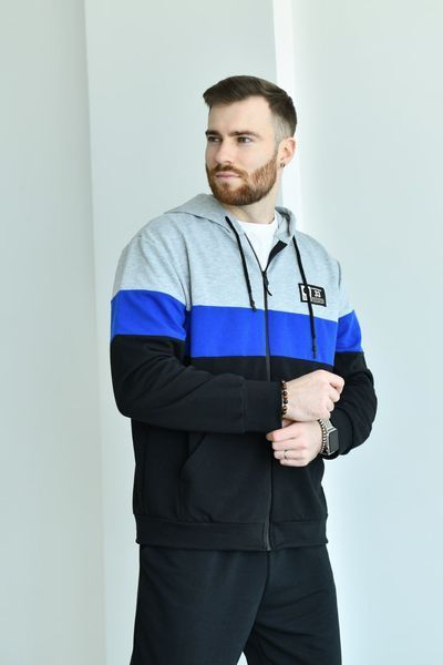 Мужской спортивный демисезонный черно-синий костюм 3363-10 фото