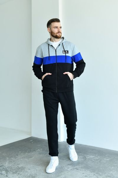 Мужской спортивный демисезонный черно-синий костюм 3363-14 фото