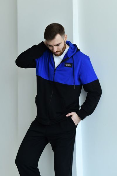 Мужской спортивный демисезонный костюм черно-синий 3364-5 фото