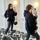 Жіноча чорна куртка из буклє з капюшоном батал 2837-19 фото 1