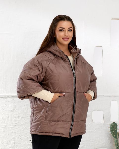 Жіночий жилет демісезонний мокко на блискавці батал 3335-14 фото