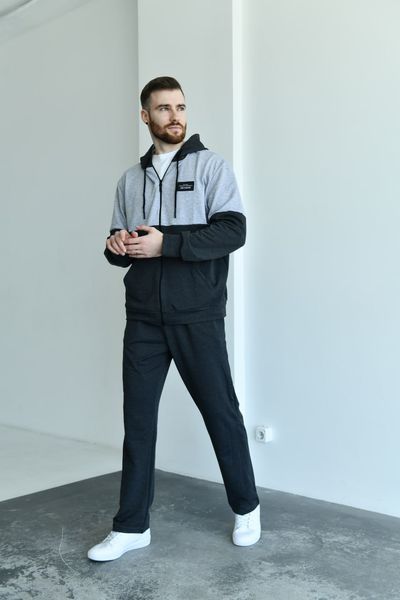 Мужской спортивный демисезонный графитовый костюм 3364-20 фото