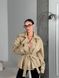 Жіночий укорочений бежевий тренч із поясом 3386 фото 3