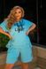 Женский мятный летний костюм из футболки и шорт большие размеры 56-58 1899-2 фото 1