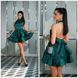 Нарядное атласное зеленое платье мини с открытой спиной 8887776263 фото 1