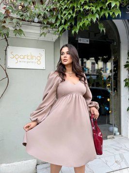 Жіноча стильна пишна сукня мокко батал 58-60 2765-3 фото
